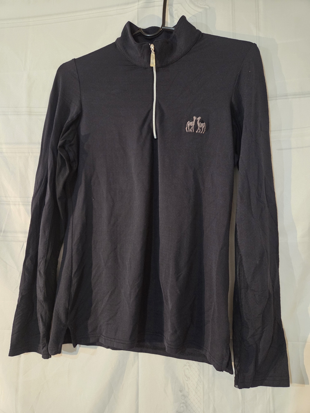 Swing Black Quarter-Zip Top with Embroidered Camels